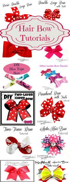 the instructions for how to make hair bows with ribbon and bow clippings on them