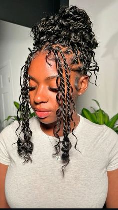 Extension Ideas Hairstyles Black, Hairstyle For Round Face Black Women, Hoco Braids Hairstyles, Braids Hairstyles Short Hair Black Women, Twist On Black Women Protective Styles, Braid Hairstyles For Homecoming, Wedding Braid Hairstyles Black Women, Hair Colors For Tan Skin Curly Hair, Boho Bob Braids With Color