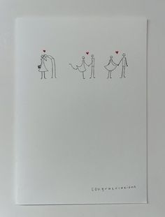 a card with three people holding hands and a dog on the other side that says congratulations