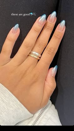 Blue Tip Ombre Nails, Grad Nails Acrylic Blue, Blue Ombré Chrome Nails, Blue White Ombré Nails, Blue Ombré Almond Nails, Ombré Light Blue Nails, Ombre Blue Nail Designs, Nail Ideas Blue Ombre, Light Blue Ombre Nails Almond