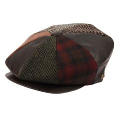 multi patch work newsboy cap with quilted satin lining material: 100% wool/faux leather color: multi patch Newsboy Cap Pattern, Tweed Patchwork, Fiddler Cap, Mens Neckwear, Types Of Hats, Cap Patterns, Timeless Classic Style, Beret Hat