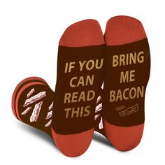 PRICES MAY VARY. Funny Creative: Say it with socks - “IF YOU CAN READ THIS,BRING ME BACON”. The design with bacons and colorful colors, spread happiness and joy. Come on！Wear them to enjoy delicious food,wear them to play games with friends,wear them to dance funny dances,play interesting characters! Ideal socks provide you endless comfort and fit just right. No Need to Worry about Quality:85% Cotton, 10% Polyester, 5% Spandex. High quality cotton provides our socks a more stretchy quality than Funny Dances, Funny Socks Women, Funny Socks For Men, Dance Funny, Teenager Gifts, Funky Socks, Dance Humor, Words Prints, Socks For Men