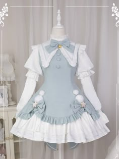 Women's Kawaii Cosplay Lolita Long Sleeve Dress
Features：

 	Product ID:DS0471
 	Material:Polyester
 	Season:Spring,Summer,Autumn,Winter
 	Color:Pink,Blue

Size Chat： Detachable Sleeves, Kawaii Cosplay, Sweet Lolita, Kawaii Clothes, Lolita Dress, Winter Colors, Lolita Fashion, Kawaii Fashion, Dress With Bow