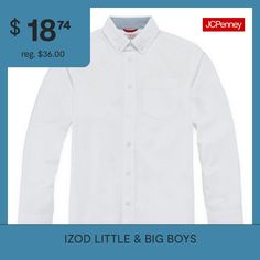 His dressed-up look is easy with this button-down shirt from Izod, made with a crisp, cool oxford blend for a polished look from school day to weekend.Features: Shrink Resistant, Pill Resistant, Stretch Fabric, Easy CareClosure Type: ButtonFit: Regular FitNeckline: Collar NeckPockets: 1 Chest Slip PocketSleeve Length: Long SleeveSleeve Style: Cuffed SleeveFiber Content: 58% Cotton, 39% Polyester, 3% SpandexFabric Description: WovenCollar: Button Down CollarCare: Machine Wash, Tumble DryCountry … Long Sleeve Summer Shirt For School, Long Sleeve Summer School Shirt, Spring Button-up Shirt For School, Tops Dress, Long Sleeve Shirt Dress, Button Down Collar, Polished Look, Dress Shirts, Big Boys