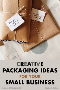 a package wrapped in brown paper with the words creative packaging ideas for your small business