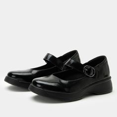 Jazmine Dapper Black Shoe - Alegria Shoes Alegria Shoes, Black Shoe, Leather Mary Janes, Romantic Style, Classic Leather, Work Shoes, Mary Janes, Black Shoes, Patent Leather