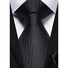 Soft & Durable Tie closure Ties : 3.4" wide x 59" long (8.6 x 150cm); Pocket Square : 12" x 12" (31*31cm) Material: Silk Blend + Polyester Occasions for business/party/dating/wedding etc. Gifts as thanksgiving/Xmas/valentine's day/birthday etc. Packaging includes: 1X Necktie; 1X Handkerchief; 1X Gift Box Classic Black Pocket Square For Business, Black Neckwear With Ties For Business, Classic Black Pocket Square, Black Standard Tie For Office, Black Ties For Office, Black Tie For Black Tie Events, Elegant Black Neckwear With Inside Ties, Classic Black Office Ties, Summer Office Attire