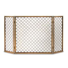 an ornate wooden screen with lattices on the top and bottom, set against a white background