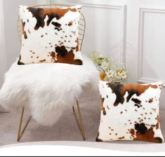 PRICES MAY VARY. 🐮【FASHION STYLE FAUX FUR DECORATIVE THROW PILLOWS COVERS】Double-sided pattern printing makes the entire faux fur pillowcase full of fashion and adds luster to your home. 🐮[AMAZING QUALITY AND GREAT VALUE PILLOW CASES] These faux rabbit fur pillow covers 20 x 20 are made of smooth and soft rabbit fur fabric. The tightly woven short and tight soft pillowcases are comfortable, strong and durable. The most prominent feature. 🐮[SIZE] 20 x 20 brown white black pillow covers not inc Southwestern Throw Pillows, Cowhide Cushions, Living Room Brown, Country Pillows, Black Pillow Covers, Room Brown, Cowhide Print, Black Pillow, Fur Pillow