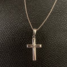 Silver Cross Pendant With Silver Chain Classic Cross Clavicle Chain Necklace, Classic Cross Pendant Clavicle Necklace, Elegant Cross Pendant Necklace With Silver Chain, Classic Clavicle Chain Necklace With Cross Pendant, Elegant Necklace With Silver Chain And Cross Pendant, Elegant Cross Chain Necklace With Adjustable Chain, Elegant Silver Chain Cross Necklace, Elegant Nickel-free Cross Jewelry, Classic Stainless Steel Snake Chain Jewelry