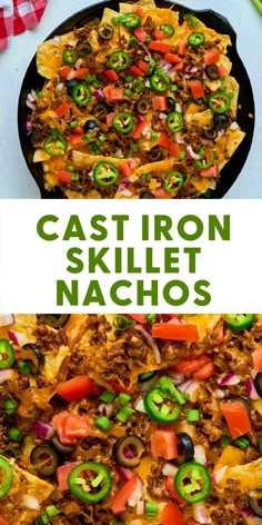 the skillet nachos are ready to be eaten