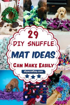 DIY Snuffle Mat Ideas Snuffle Balls For Dogs Diy, Crochet Snuffle Mat, Diy Snuffle Mat For Cats, Diy Puppy Enrichment, Snuffle Toys For Dogs, Making Dog Toys, Sniffle Mat Dog Diy, Snuffle Mat Diy Homemade Dog, Diy Sniff Mat For Dogs