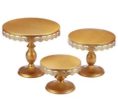 PRICES MAY VARY. Material: 3-set cake stands made from high-quality metal Size: S--7.87"D; M--9.84"D; L--11.82"D; Multi-functions: It could be used as cake stands, cupcake stands, dessert display stand, candies, cookies or serve for fruit, perfect for weddings, parties, birthday parties or any other events Easy to use: easy to install, totally reusable and wash easily Screw the plate into the base and finish the assemble Color: Gold  Material: Iron  Set: a set of 3 cake stands  Diameter:  -Large Wedding Cake Stand Gold, Iron Cake Stand, Personalized Cake Stand, Display Cake, Round Cake Stand