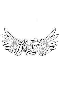 a black and white drawing of an angel wing with the word budd