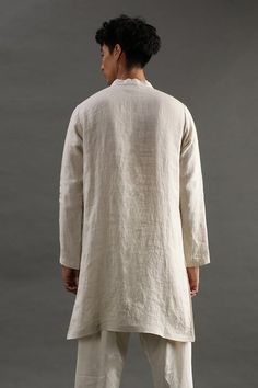 Buy Beige Linen Hand Embroidered Pearl Placket Kurta Set For Men by Byb Premium Online at Aza Fashions. Traditional Beige Long Sleeve Kurta, Traditional Long Sleeve Beige Kurta, Spring Linen Kurta With Chikankari Embroidery, Beige Long Sleeve Kurta For Eid, Traditional Long Sleeve Linen Kurta, Beige Long Sleeve Embroidered Kurta, White Linen Kurta With Resham Embroidery, Cream Long Sleeve Kurta For Transitional Season, Cream Long Sleeve Transitional Kurta