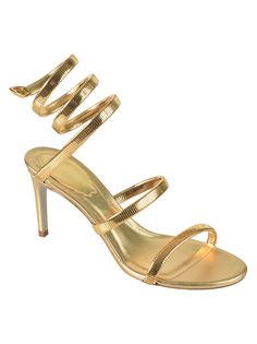 Metallic Twisted Strap Sandals from René Caovilla Golden Sandals, Sophisticated Women, Jeweled Shoes, Chic Aesthetic, Rene Caovilla, Leather Cap, Boot Pumps, Sandals For Women, Sneaker Heels