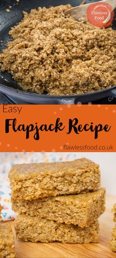 easy flapjack recipe made with oatmeal and raisins