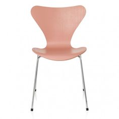 a pink chair with chrome legs and a white back ground, on a white background