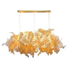 an artistic light fixture made from plastic bags