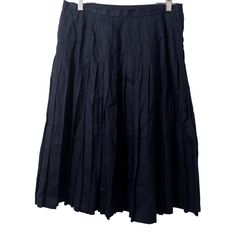 Exceptional Vintage Find. Crafted In France From Pure Navy Blue Linen. Elegant Pleating. Hidden Side Zip. Unlined. Vintage Size 12. I Recommend This For A Contemporary Us 8 Or 10. Please Check Measurements. 14.75"" Wide At Hip, 25.5"" Long. No Stretch. Made In France Excellent Vintage Condition. Minimal Wear. 1,000+ Very Happy Customers. 5-Star Love Notes! Questions Welcome. Measurements Approximate. Smoke-Free, Reasonable Offers, Fast Shipping, Impeccable Customer Service. To Ensure Proper Fit, I Recommend Taking Measurements Of A Similar Garment From Your Closet That Fits You Well And Comparing To The Measurements Of This Garment. Photos Are Original, Taken By Me, Of The Actual Vintage Valentino, Navy Blue Linen, France Colors, Pleated Midi Skirt, Love Notes, Women Skirts Midi, Vintage Skirt, Pleated Skirt, Made In France