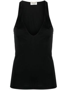 black satin finish armholes tonal stitching plunging U-neck racerback sleeveless straight hem Sleek Halter Neck Top For Night Out, Black Silk Sleeveless Tank Top, Black Satin V-neck Top, Black Halter Neck Vest For Night Out, Chic Black Satin Tank Top, Black Satin Tank Top For Night Out, Sleeveless Silk Stretch Top, Silk Sleeveless Halter Top For Night Out, Silk Tank Top With Tank Straps For Night Out