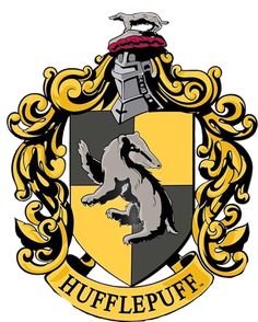 the hogwarts crest is shown in black and yellow