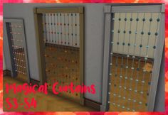 three doors with colorful beads on them and the words magic curtains $ 59 in front of them