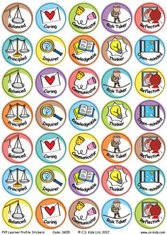 an image of stickers with different types of things on them in the shape of circles