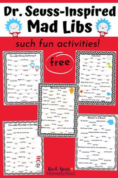 dr seuss - inspired mad libs worksheet with free printables