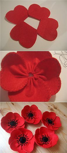 the process for making felt flowers is shown