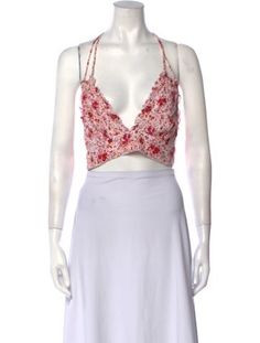 Poupette St Barth Crop TopWhitePrintedRuffle EmbellishmentSleeveless with V-NeckButton Closure at FrontFit:Tops by Poupette St Barth typically fit true to size. Red V-neck Halter Top For Spring, White Fitted Feminine Halter Top, Fitted Floral Print V-neck Tank Top, Fitted V-neck Tank Top With Floral Print, White Triangle Top Tank Top For Spring, V-neck Floral Print Crop Top, White Triangle Top Tank For Spring, Feminine Sleeveless Floral Print Crop Top, White Floral Print V-neck Tank Top