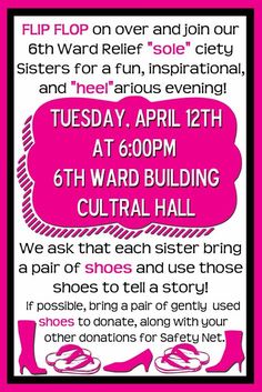 the flyer for an event with pink shoes