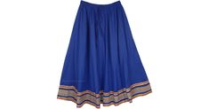 Bright Blue Eastern Long Skirt with Decorative Trim in Clothing - Azure Blue Long Skirt with Multicolor Trim - A crispy cobalt blue-colored long skirt with beautiful multicolored decorative trim at the bottom of the skirt. Features: Lace, Misses, Maxi Skirt, Gift, Solid, Handmade. Blue Long Skirt, Blue Clothing, Plus Size Maxi, Decorative Trim, Azure Blue, Winter 2022, Blue Outfit, Bright Blue, Things To Buy