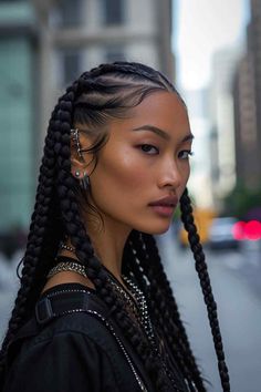 72 Braided Hairstyles Featuring Baubles, Bangles and Beads (Concept Design) - StileStack High Braided Ponytail With Bangs, Afro Braid Hairstyles, 4 A Hairstyles, Cute Short Braids Black Women, Asian Box Braids, Female Warrior Hairstyles, Out Of The Face Hairstyles, Braids Fine Hair, Burning Man Braids