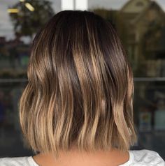 Shiny Melting Bronde Highlights for Bob Cut