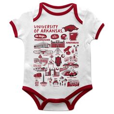 Arkansas Razorbacks Hand Sketched Vive La Fete Impressions Artwork Infant White Short Sleeve Onesie Bodysuit Troy University, University Of Arkansas, College Logo, Arkansas Razorbacks, Holiday Baby, Hand Sketch, Short Sleeve Bodysuit, White Short, Perfect Birthday