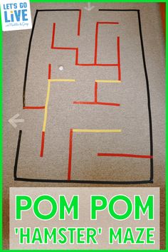 an image of a play mat with the words pom pom hamster maze on it