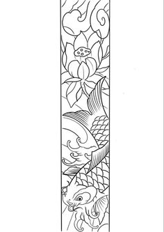 a bookmark with fish and flowers on it