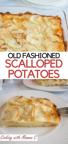 an old fashioned scalloped potato casserole on a plate