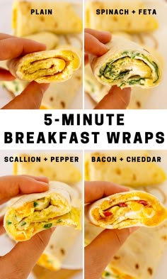 5 minute breakfast wraps with bacon, spinach and feta