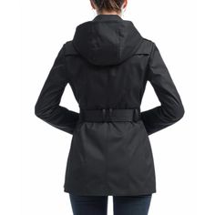 A short version of the timelessly styled trench coat is outfitted with a button-off hood. A storm flap in back, epaulets, hook-and-eye collar, and a removable belt complete the look..Double breasted button front closure.Removable hood.Two exterior pockets.Water-resistant shell.Fully lined.Approximate length from center back - 30.5'.This item purchased online must be returned to the vendor by mail only. This item cannot be returned to Macy's stores..Polyester.Dry Clean.Imported Fitted Hooded Raincoat For Fall, Hooded Rainy Season Workwear Outerwear, Hooded Rainy Season Work Outerwear, Solid Hooded Raincoat For Work, Solid Color Hooded Raincoat For Work, Hooded Solid Color Raincoat For Work, Hooded Raincoat For Work, Winter Trench, Suede Trench Coat