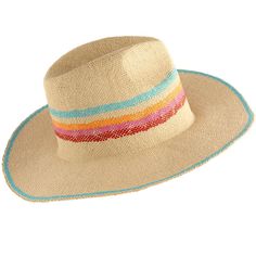 Keep the sunshine out of your eyes this summer with Shiraleah's Alexis Hat. Made from natural paper straw with a rainbow stripe design, this chic beach hat is the perfect match to any summer outfit. Pair with other items from Shiraleah to complete your look! Multicolor Toquilla Straw Fedora Hat, Multicolor Fedora Hat In Toquilla Straw, Multicolor Toquilla Straw Fedora, Multicolor Wide Brim Panama Hat In Toquilla Straw, Adjustable Rainbow Summer Hats, Multicolor Summer Hats For Vacation, Multicolor Woven Straw Hat For Beach Season, Multicolor Summer Hat For Vacation, Spring Multicolor Sun Hat With Flat Brim