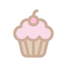 a cupcake with pink frosting and a cherry on top is shown in this image