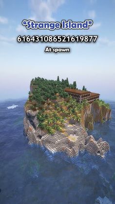 an island in the middle of the ocean with trees growing on it and text that reads strange island