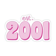 a pink sticker with the words'est 2009'in white and pink lettering