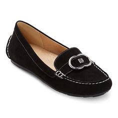 These women's Antonia loafers by Liz Claiborne are all comfort and class. Featuring a textured leather effect finish and golden hardware embellishment on the front, these stylish flat shoes will be your new neutral go-to. Wear them to elevate any denim or pants and shirt look. Closure Type: Slip-OnUpper/Outer Base Material: 100% SyntheticShoe Lining Material: SyntheticSole Material Content: 100% Thermoplastic-RubberToe Type: Closed ToeCare: Spot CleanHeel Style: Flat HeelCountry of Origin: Impor Stylish Flat Shoes, Shoe Wardrobe, Loafer Shoes Women, Shoes Loafers, Buy Shoes, Childrens Shoes, Flat Shoes, Loafers For Women, Liz Claiborne