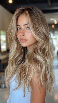 Mostly Blonde Balayage, Dark Blonde Ombre Balayage, Low Balayage Blonde, Low Maintenance Balayage Blonde, Natural Blonde Inspo Hair, Long Hairstyles Balayage, Belliage Hair Blonde, Long Hair Styles Blonde, Balayage Blonde Long Hair