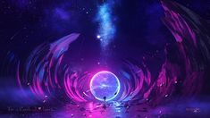 an abstract scene with purple and blue colors