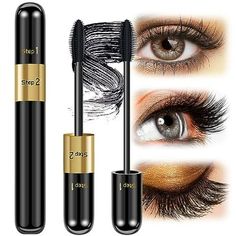 Mascara Volume and Length, 2 in 1 Mascara Liquid Lash Extensions Waterproof Mascara, Falsies Voluminous Lengthening Smudge Proof 4D Silk Fiber Mascara for Makeup Black Air Volume Mascara, Thickening Mascara, Maybelline Mascara, Lash Sensational, Silk Fiber, Fiber Mascara, Mascara Waterproof, Mascara Tips, Volume Mascara