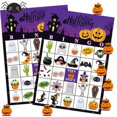 two halloween games with pumpkins and bats